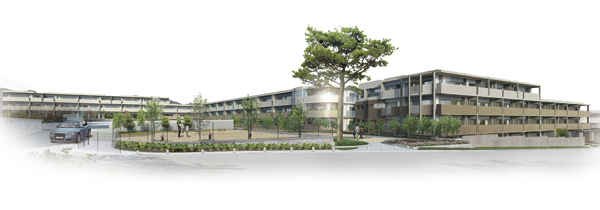 Features of the building.  [appearance] Low-rise mansion of "first-class low-rise exclusive residential area," the ground three floors using luxury to the. Appearance relaxed form is in harmony with the town (Rendering Illustration)