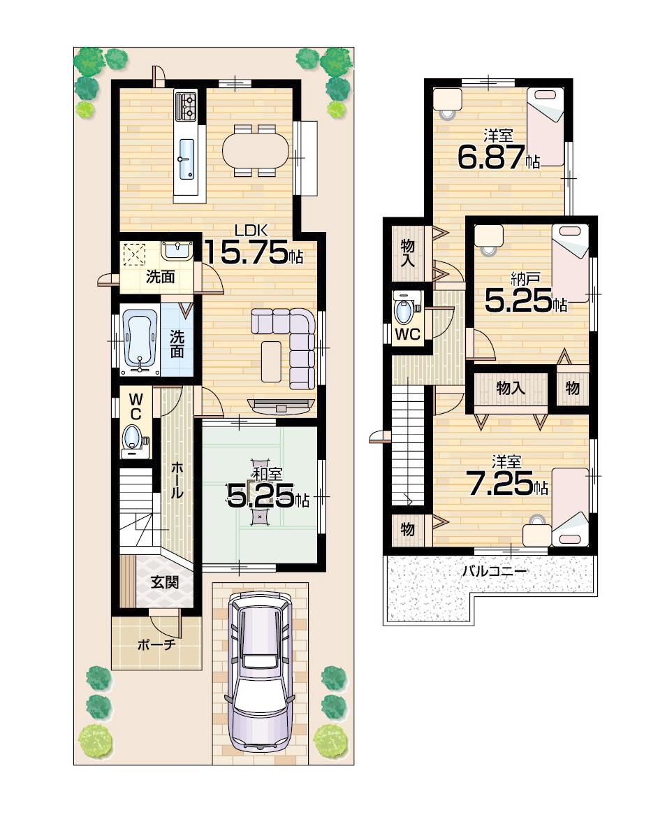 Floor plan. 26,800,000 yen, 3LDK + S (storeroom), Land area 100.15 sq m , Building area 92.94 sq m   [C No. land] 
