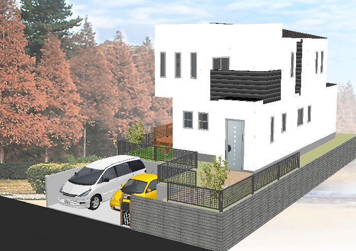 Rendering (appearance). Hydrophilic Serra adoption of designer housing exterior wall material 16mm thickness of the modern look (dirt is likely to fall in the rain water)