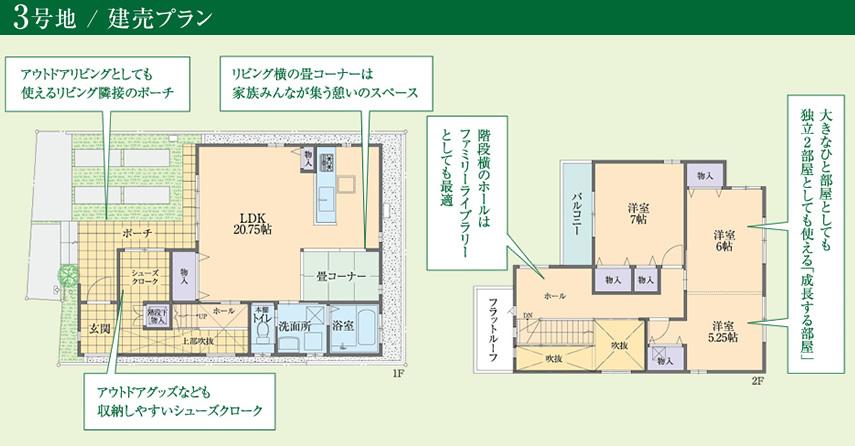 Floor plan. (No. 3 place / Ready-built plan), Price 45,700,000 yen, 3LDK, Land area 102.79 sq m , Building area 104.76 sq m