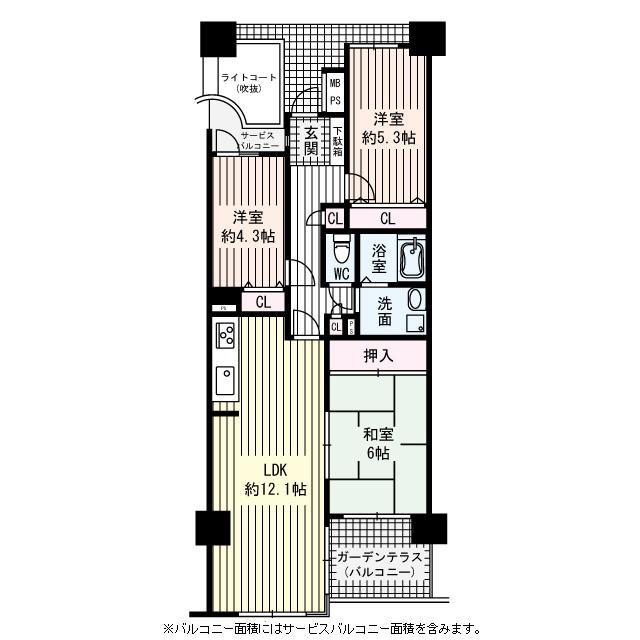 Floor plan. 3LDK, Price 18 million yen, Occupied area 66.86 sq m , Day for the balcony area 11.58 sq m southwest ・ Ventilation good