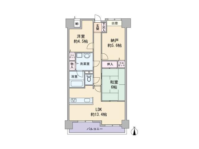 Floor plan. 2LDK + S (storeroom), Price 18.5 million yen, Occupied area 66.37 sq m , Balcony area 9.37 sq m floor plan