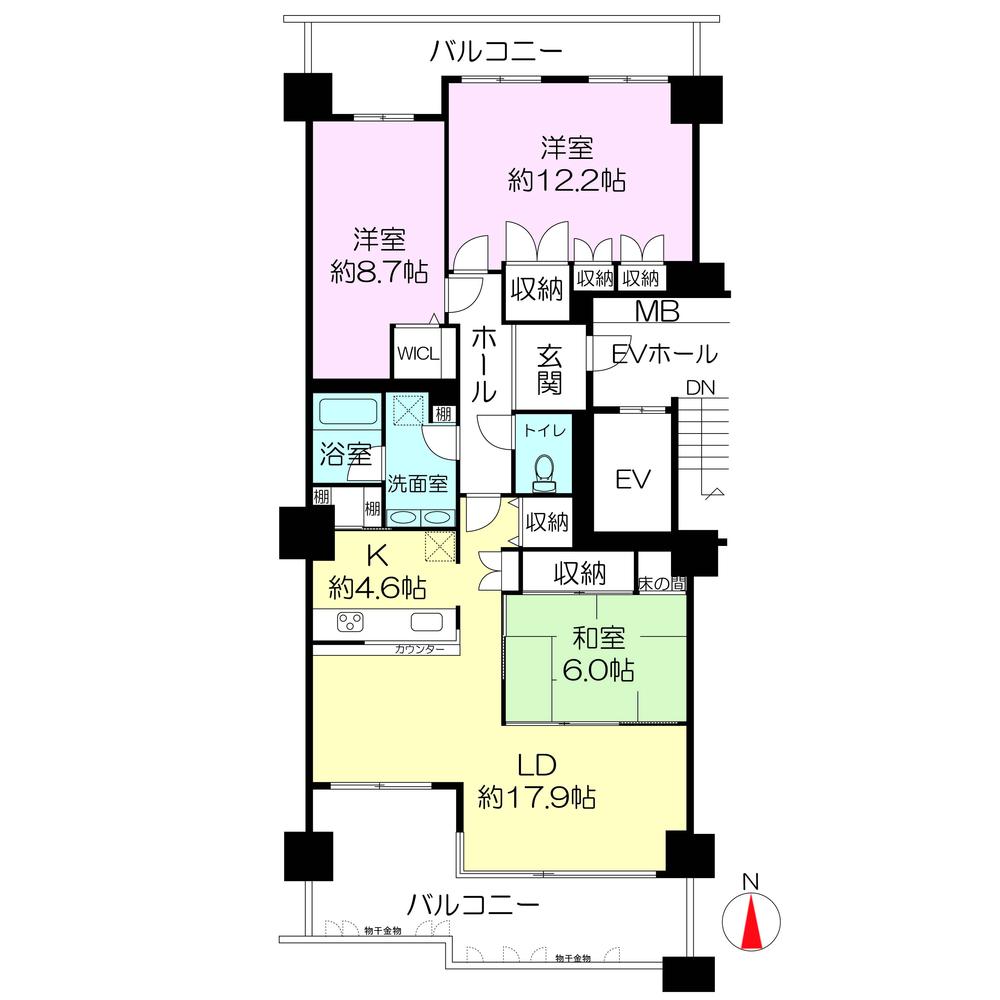 Floor plan. 3LDK, Price 14.8 million yen, Footprint 110.81 sq m , Balcony area 31.45 sq m
