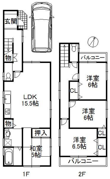 Floor plan. (No. 1 point), Price 25,800,000 yen, 4LDK, Land area 101.36 sq m , Building area 95.58 sq m