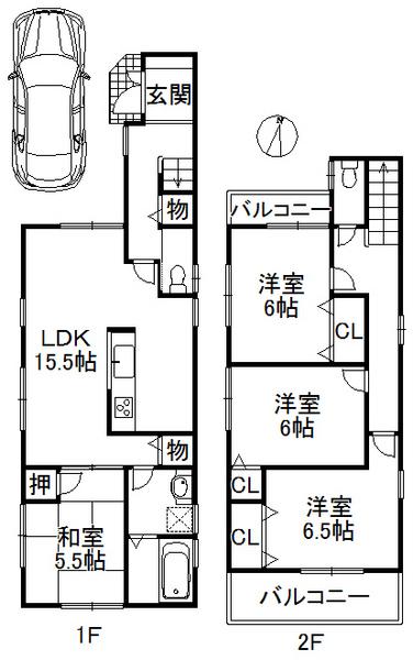 Floor plan. (No. 3 locations), Price 25,800,000 yen, 4LDK, Land area 101.36 sq m , Building area 95.58 sq m