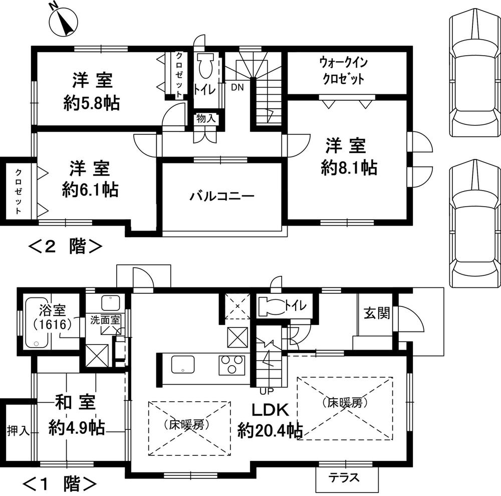 Floor plan. 59,400,000 yen, 4LDK, Land area 155.3 sq m , Building area 107.58 sq m
