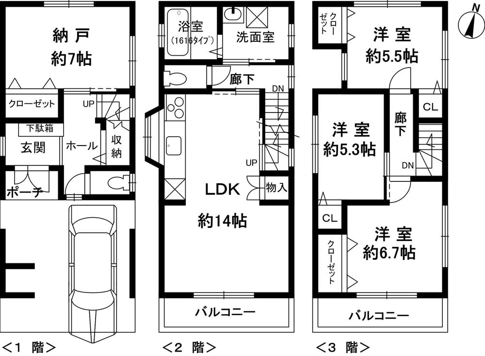 Floor plan. 24,800,000 yen, 3LDK + S (storeroom), Land area 64.39 sq m , Building area 114.08 sq m