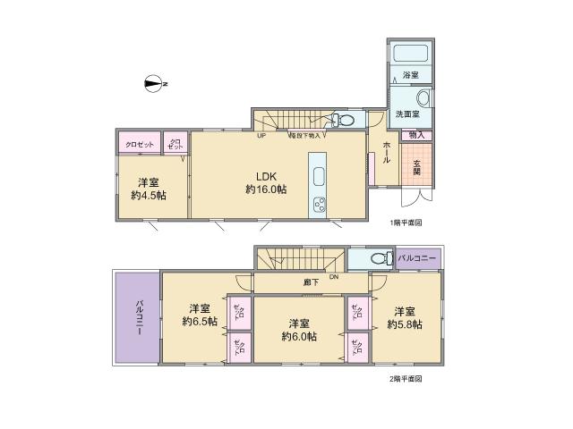 Floor plan. 35,800,000 yen, 4LDK, Land area 153.59 sq m , Building area 98.54 sq m