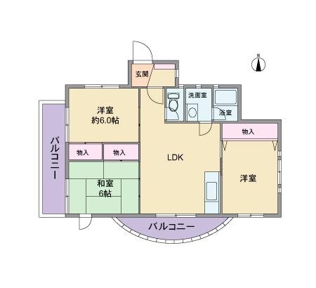 Floor plan. 3LDK, Price 8.8 million yen, Occupied area 64.68 sq m , Balcony area 11.38 sq m