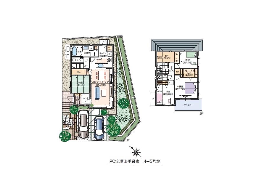 Floor plan. (4-5 No. land), Price 53,900,000 yen, 4LDK, Land area 175.06 sq m , Building area 113.24 sq m