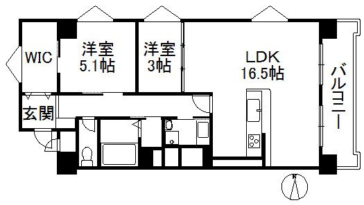 Floor plan. 2LDK, Price 11.8 million yen, Occupied area 63.47 sq m , Balcony area 8.63 sq m