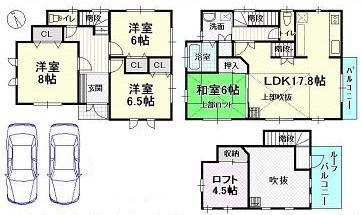 Floor plan. 34,800,000 yen, 4LDK, Land area 225.71 sq m , Building area 104.49 sq m