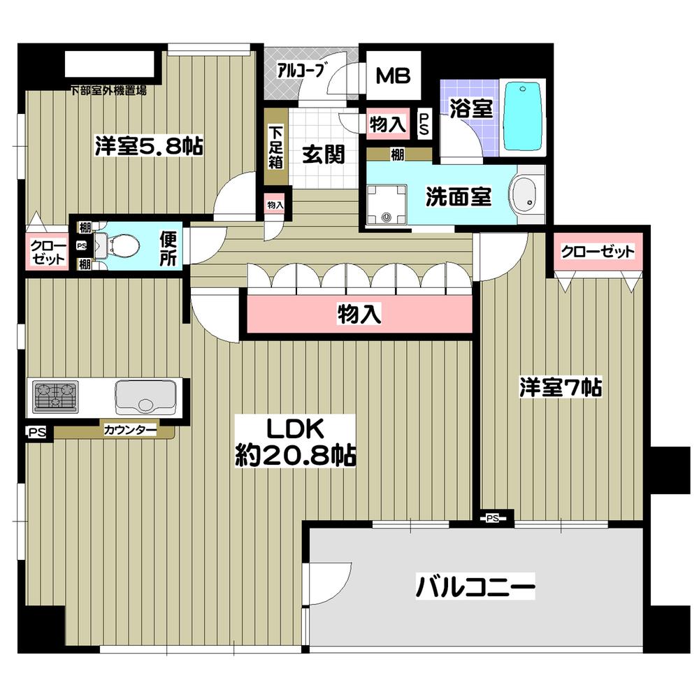 Floor plan. 2LDK, Price 23.8 million yen, Occupied area 75.91 sq m , Balcony area 10.64 sq m LDK is about 20 Pledge. 2LDK → can be changed to 3LDK.