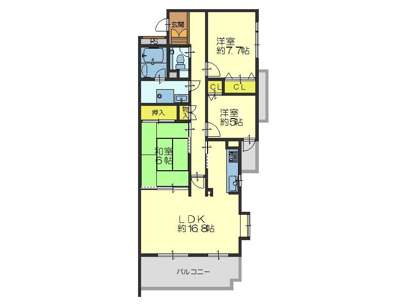 Floor plan. 3LDK, Price 25,800,000 yen, Footprint 88.5 sq m , Balcony area 12.5 sq m