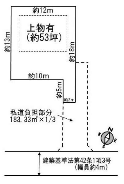 Compartment figure. Land price 12.8 million yen, There is no difference in height between the land area 177.08 sq m front road