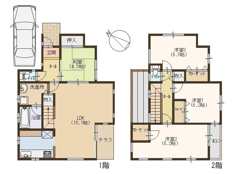 Floor plan. 34,800,000 yen, 4LDK + S (storeroom), Land area 112.27 sq m , Building area 100.64 sq m