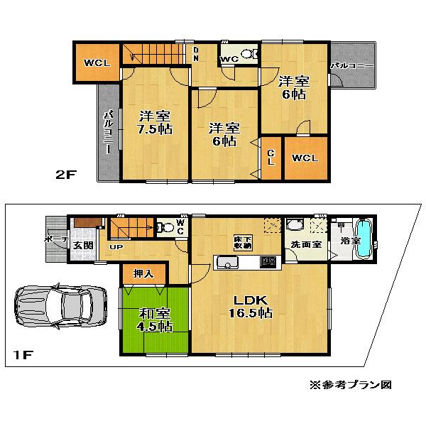 Floor plan. (C No. land), Price 27,800,000 yen, 4LDK, Land area 102 sq m , Building area 99.09 sq m