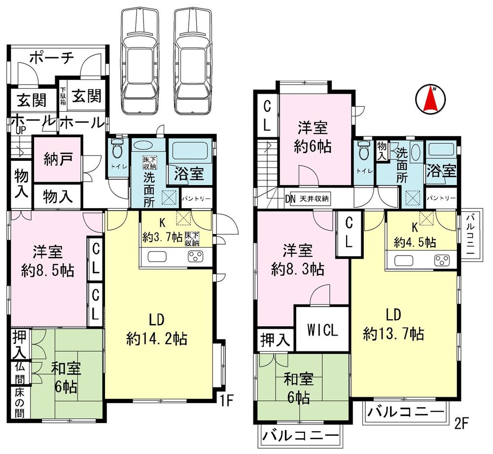 Floor plan. 59,800,000 yen, 5LLDDKK + S (storeroom), Land area 214.04 sq m , Building area 175.55 sq m