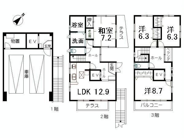 Floor plan. 37 million yen, 4LDK + S (storeroom), Land area 180.11 sq m , Building area 172.55 sq m