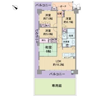 Floor plan. 4LDK, Price 23.8 million yen, Footprint 92 sq m , Balcony area 22.66 sq m