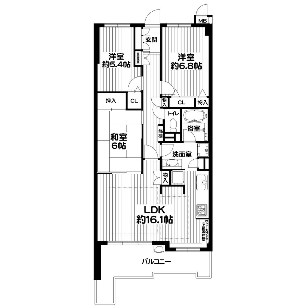 Floor plan. 3LDK, Price 26,800,000 yen, Footprint 78 sq m , Balcony area 14.21 sq m