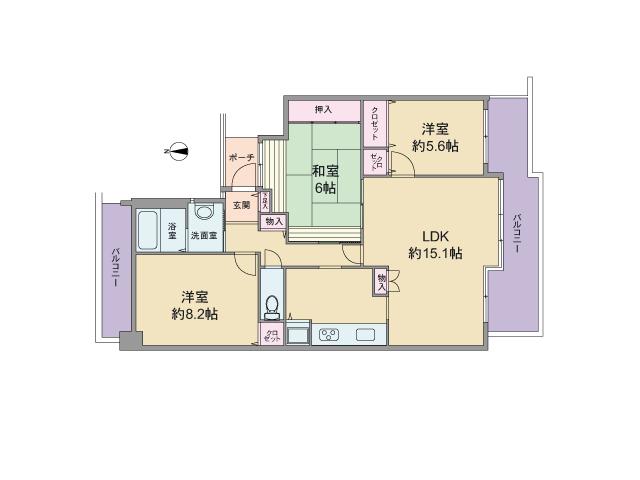 Floor plan. 3LDK, Price 19,800,000 yen, Occupied area 89.57 sq m , Balcony area 20.79 sq m floor plan