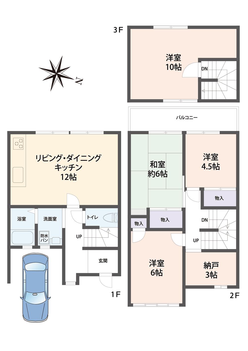 Floor plan. 14.8 million yen, 4LDK + S (storeroom), Land area 65.17 sq m , Building area 94.87 sq m