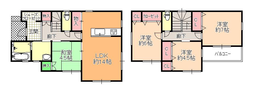 Other building plan example. Building plan example (B No. land) Building Price     15 million yen, Building area 93.96 sq m