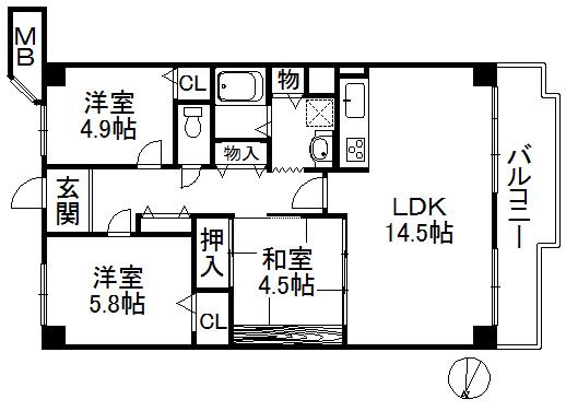 Floor plan. 3LDK, Price 11.9 million yen, Occupied area 70.39 sq m , Balcony area 10.27 sq m