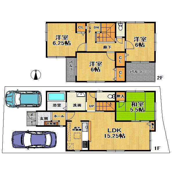 Floor plan. (No. 1 point), Price 37,800,000 yen, 4LDK, Land area 116.83 sq m , Building area 92.33 sq m
