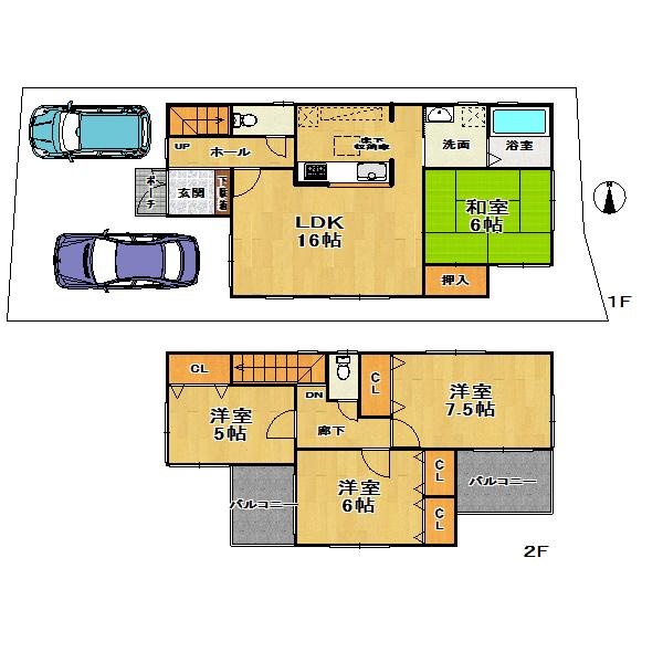 Floor plan. (No. 2 locations), Price 37.5 million yen, 4LDK, Land area 115.88 sq m , Building area 95.58 sq m