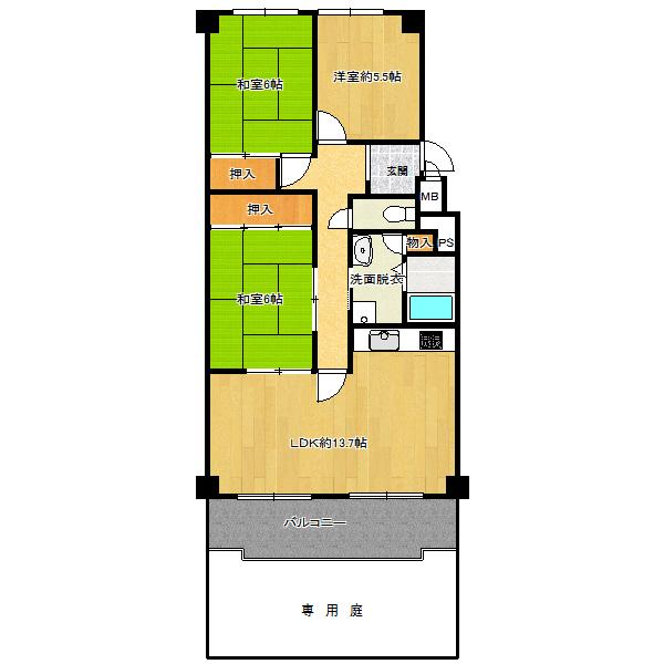 Floor plan. 3LDK, Price 15.8 million yen, Occupied area 72.41 sq m , Balcony area 8.2 sq m