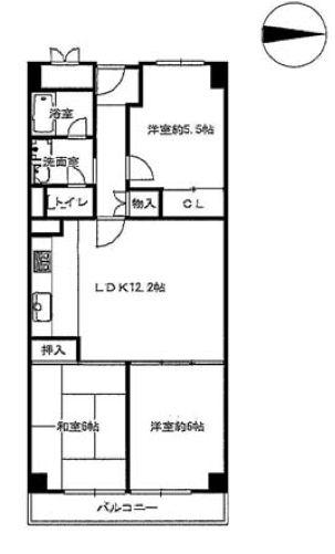 Floor plan. 3LDK, Price 10.9 million yen, Footprint 66 sq m , Balcony area 5.5 sq m