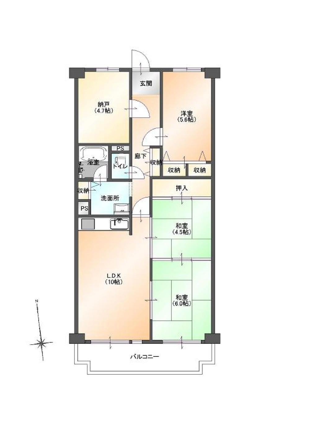 Floor plan. 3LDK + S (storeroom), Price 9.99 million yen, Footprint 72 sq m , Balcony area 8.1 sq m