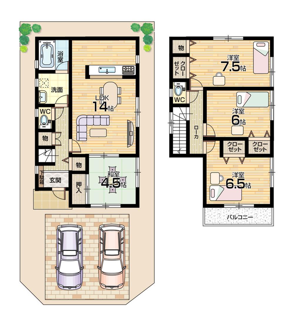 Floor plan. 33,800,000 yen, 4LDK, Land area 100.86 sq m , Building area 90.31 sq m   [No. 4 place] 