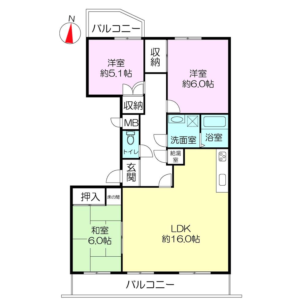 Floor plan. 3LDK, Price 14.3 million yen, Footprint 79.2 sq m , Balcony area 13.74 sq m