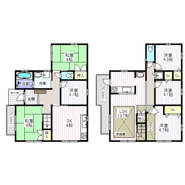 Floor plan. 32,900,000 yen, 6LDK, Land area 114.01 sq m , It is a building area of ​​121.34 sq m Sumitomo Realty & Development and construction of the house