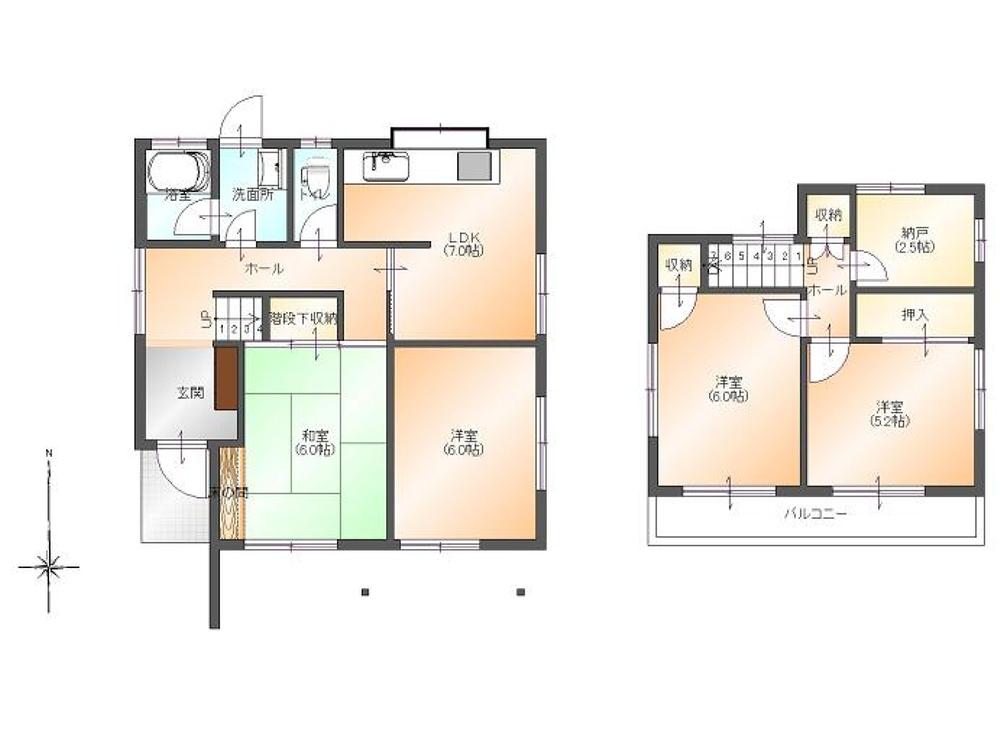 Floor plan. 18,800,000 yen, 4DK + S (storeroom), Land area 96.76 sq m , Building area 80.01 sq m