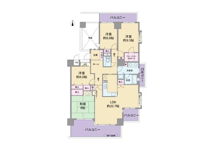 Floor plan. 4LDK, Price 21,800,000 yen, Footprint 122.11 sq m , Balcony area 32.89 sq m