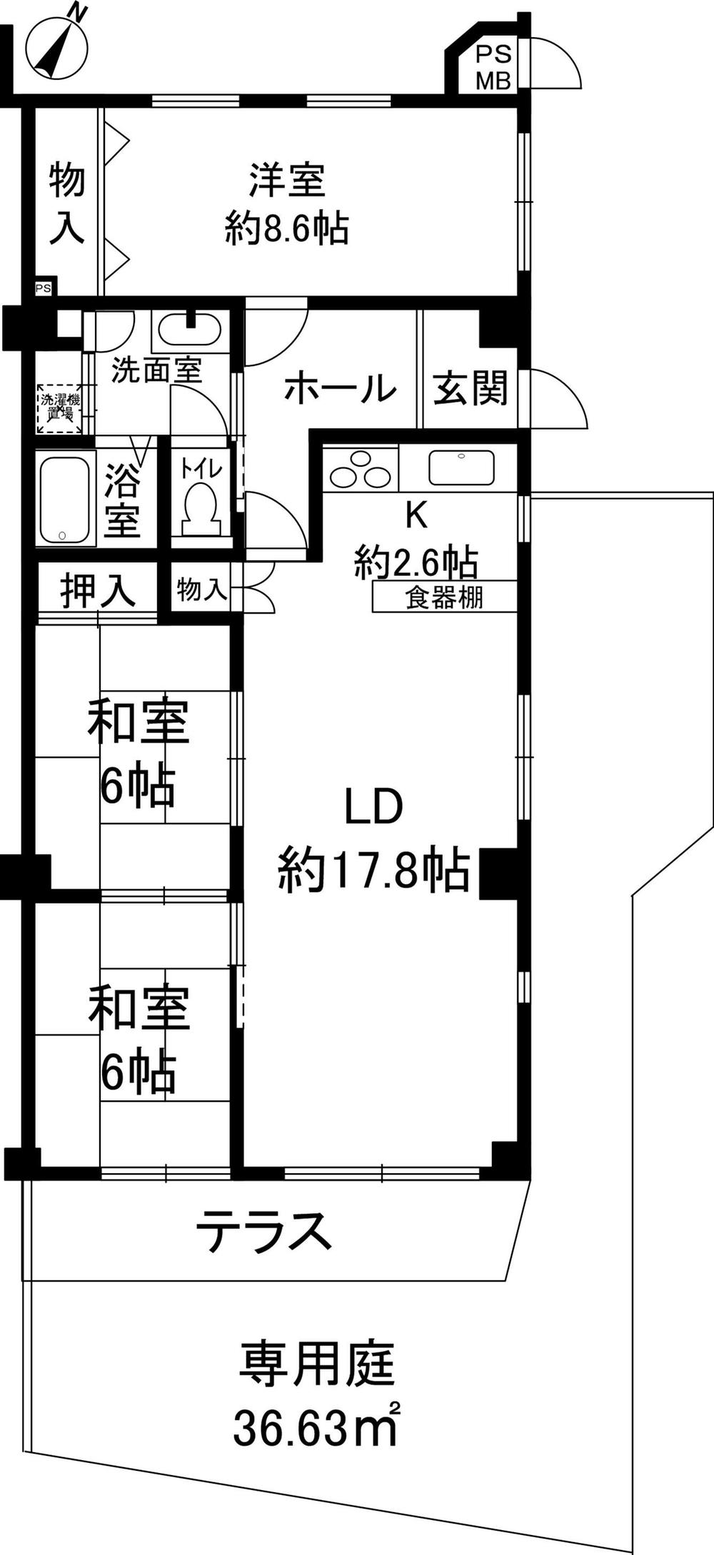 Floor plan. 3LDK, Price 14.9 million yen, Occupied area 89.72 sq m