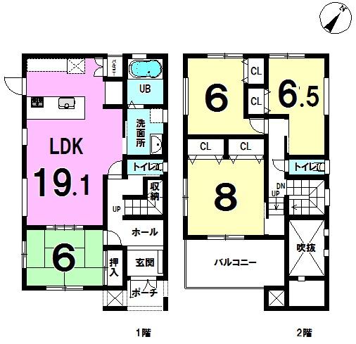 Floor plan. 49,800,000 yen, 4LDK, Land area 195.11 sq m , Building area 116.34 sq m floor plan