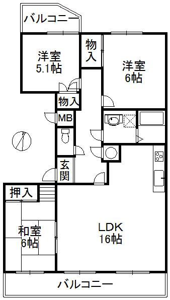 Floor plan. 3LDK, Price 15.8 million yen, Footprint 79.2 sq m , Balcony area 13.74 sq m