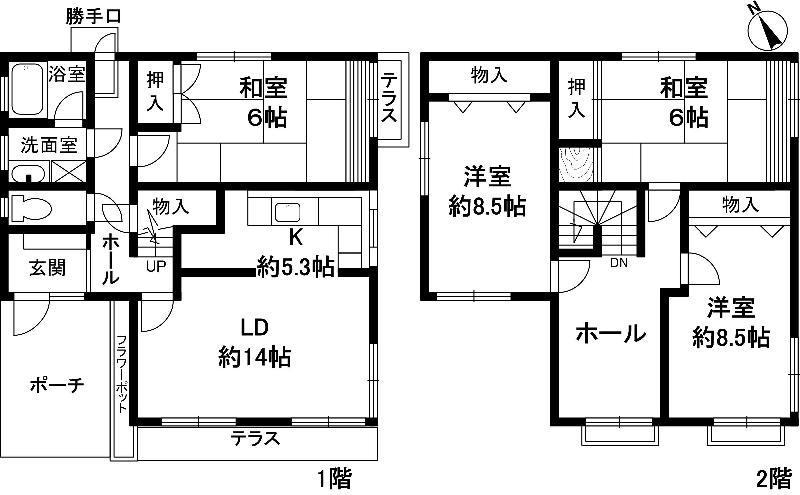 Floor plan. 20.5 million yen, 4LDK, Land area 190.56 sq m , Building area 109.28 sq m