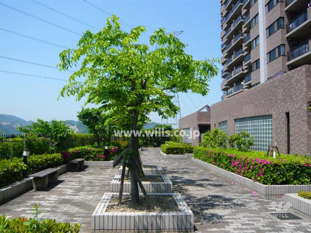 Other common areas. Many planting space, Courtyard with benches.