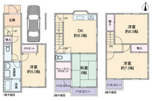 Floor plan. 21 million yen, 4LDK, Land area 58.87 sq m , Building area 97.38 sq m 3 storey
