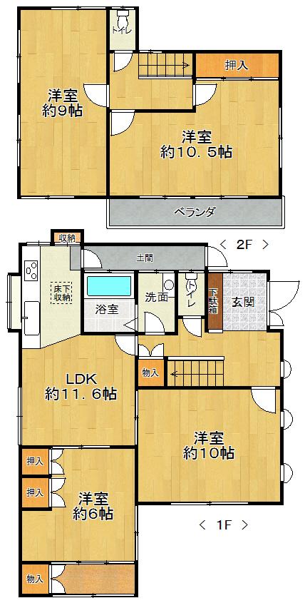 Floor plan. 12.5 million yen, 4LDK, Land area 146.09 sq m , Building area 113.73 sq m
