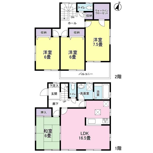 Floor plan. 35,800,000 yen, 4LDK, Land area 205.28 sq m , Is a floor plan of the building area 105.57 sq m 4LDK + WIC type !!