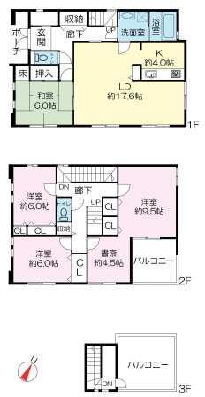 Floor plan. 43,800,000 yen, 4LDK + S (storeroom), Land area 227.32 sq m , Building area 178.25 sq m