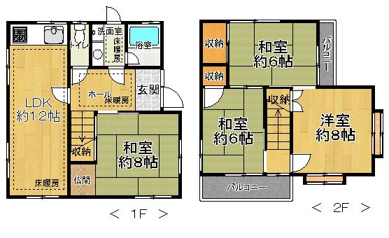 Floor plan. 15.8 million yen, 4LDK, Land area 93.75 sq m , Building area 88.6 sq m