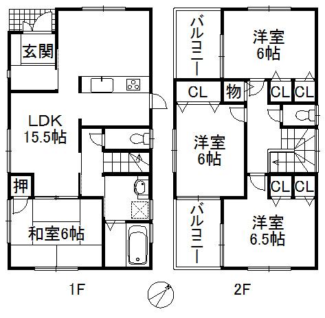 Floor plan. (No. 2 locations), Price 32,800,000 yen, 4LDK, Land area 223.44 sq m , Building area 95.58 sq m